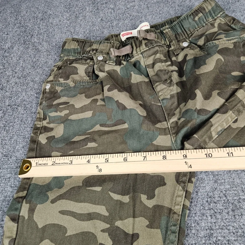 Levis Boys Camo Jogger Pants Green Brown Size 12 Reg Elastic Waist Drawstring